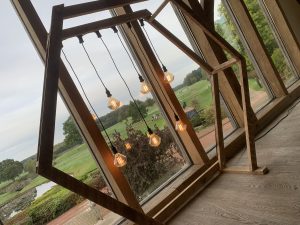 Hanging Edison Filament Lamp Backdrop With Hexagon Frame 