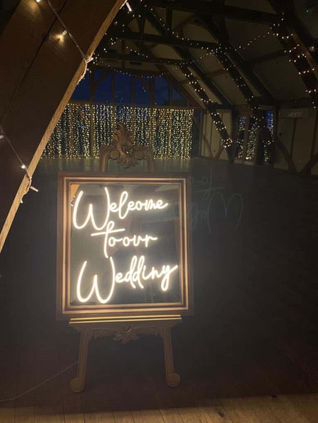 Sandburn Hall - Welcome To Our Wedding Framed Neon & Easel