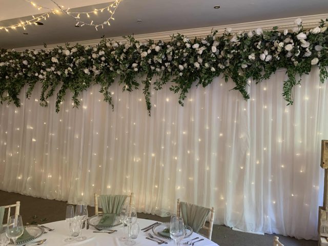Hollins Hall - Starlight Backdrop - Green & White Floral Topper
